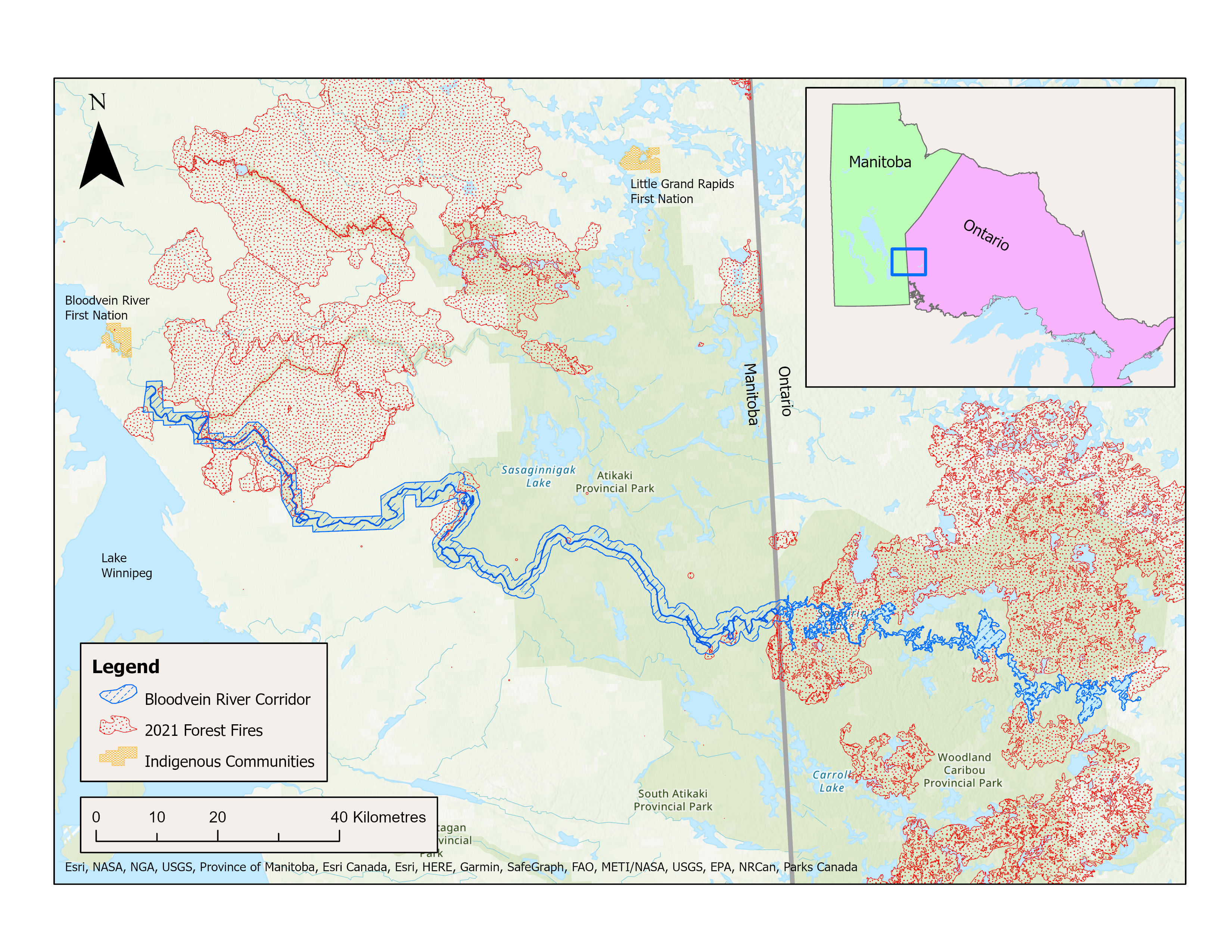 Bloodvein River Wildfire Map