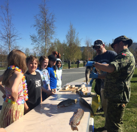 hildren learn about fish biology through a dissection, at Rivers to Oceans Day held in Yellowknife on June 11th” 