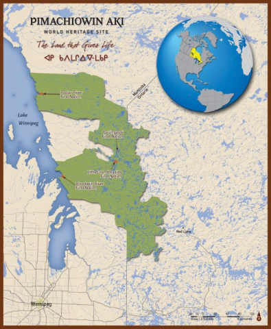 Map of Pimachiowin Aki World Heritage Site